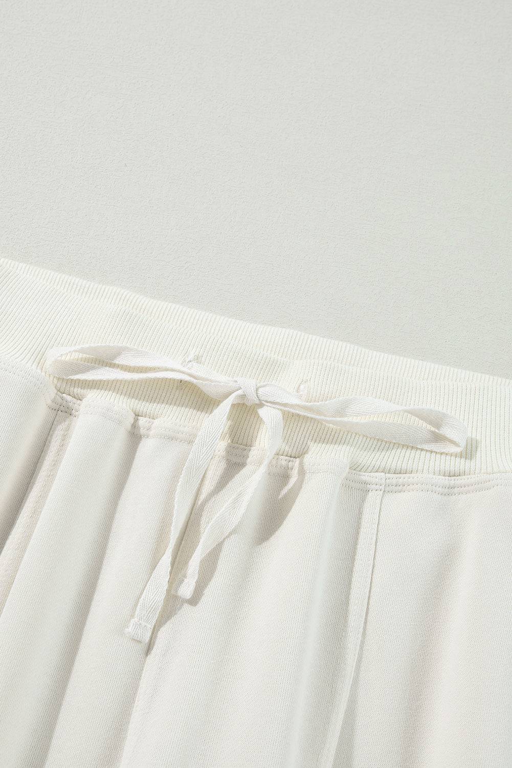 Beige Plain Cargo Pockets High Waist Casual SweatTrousers - BB Fashion Outlet