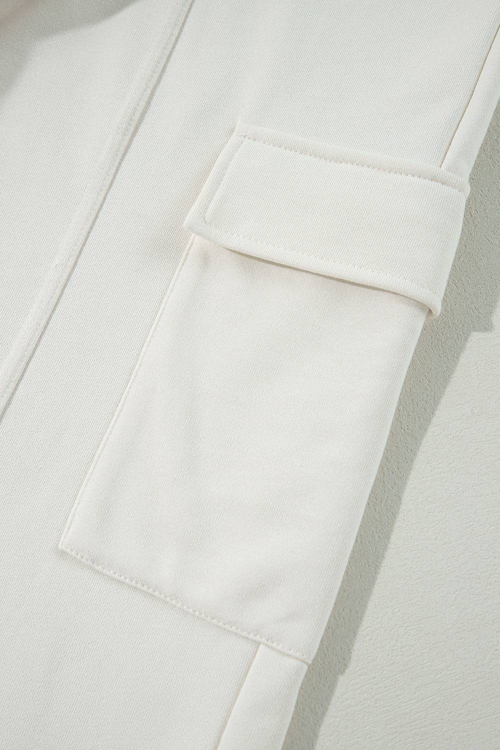 Beige Plain Cargo Pockets High Waist Casual SweatTrousers - BB Fashion Outlet