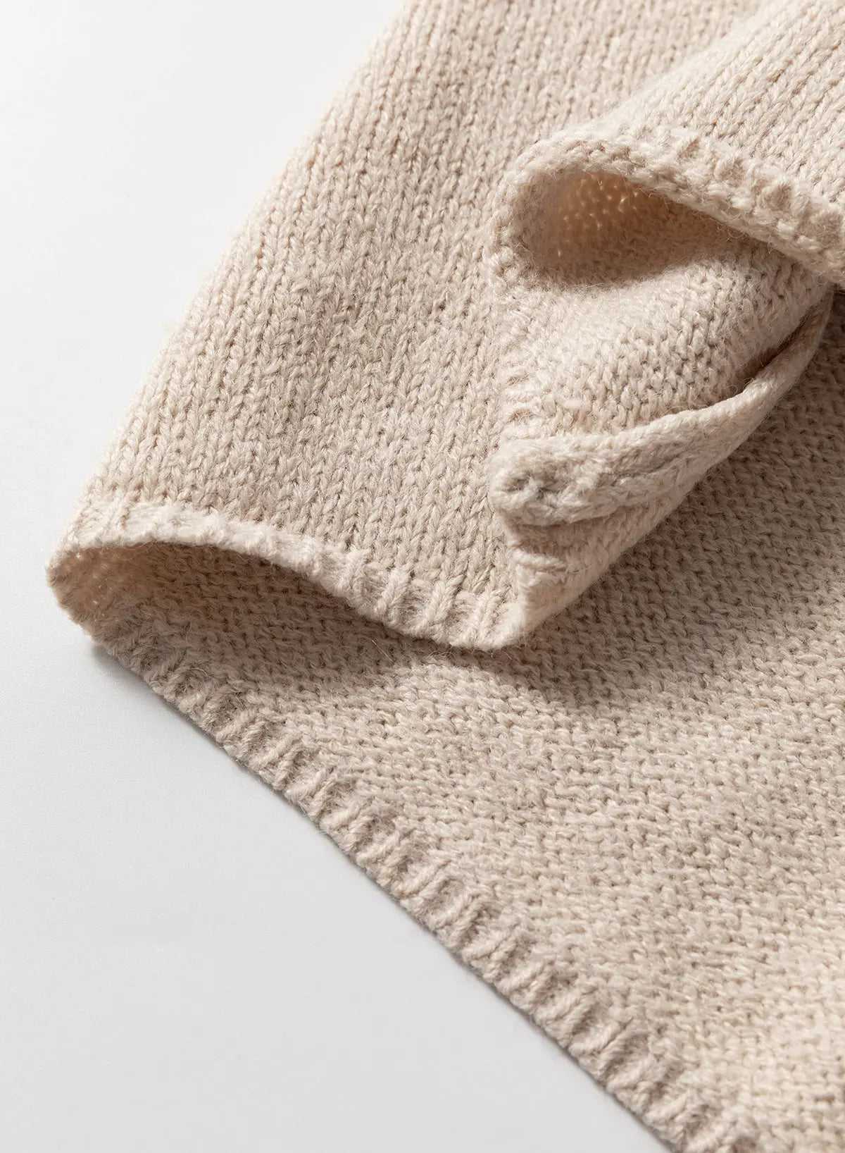 Beige Side Pockets Open Front Long Knitted Cardigan Beagle Boutique Fashion Outlet