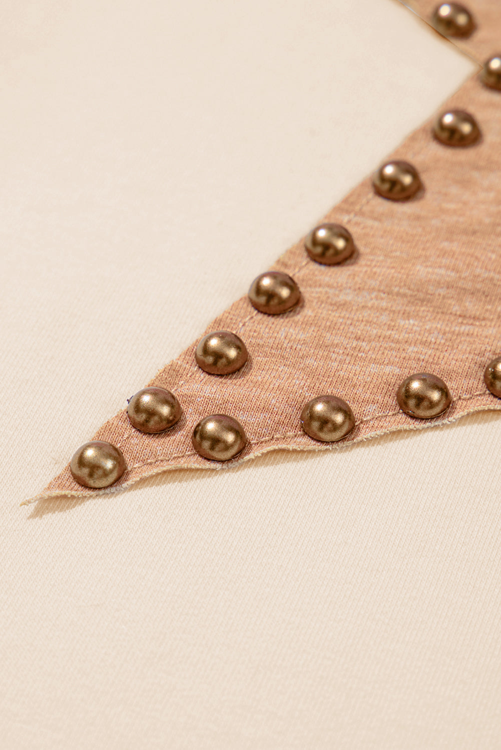 Beige Star Shape Studded Crew Neck Plus Size T Shirt - eAura