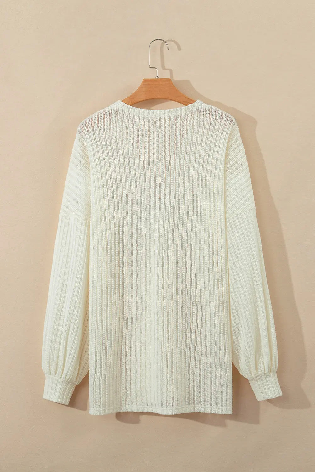 Beige Textured Lantern Sleeve Open Kimono Beagle Boutique Fashion Outlet