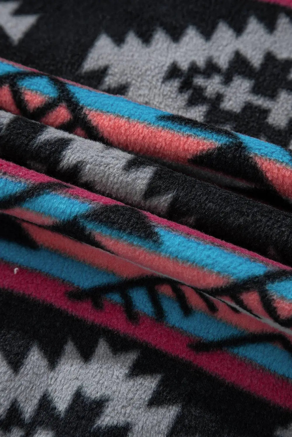 Black Aztec Printed Zip Up Collar Jacket - BB Fashion Outlet