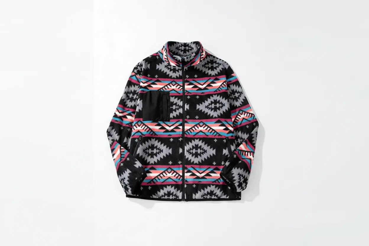 Aztec Printed Zip Up Collar Jacket