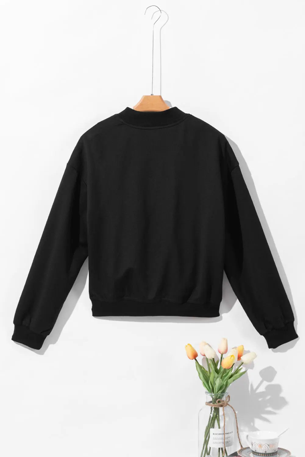 Black Big Pockets Baseball Collar Jacket - eAura