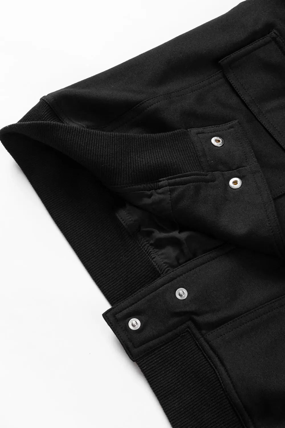 Black Big Pockets Baseball Collar Jacket - eAura