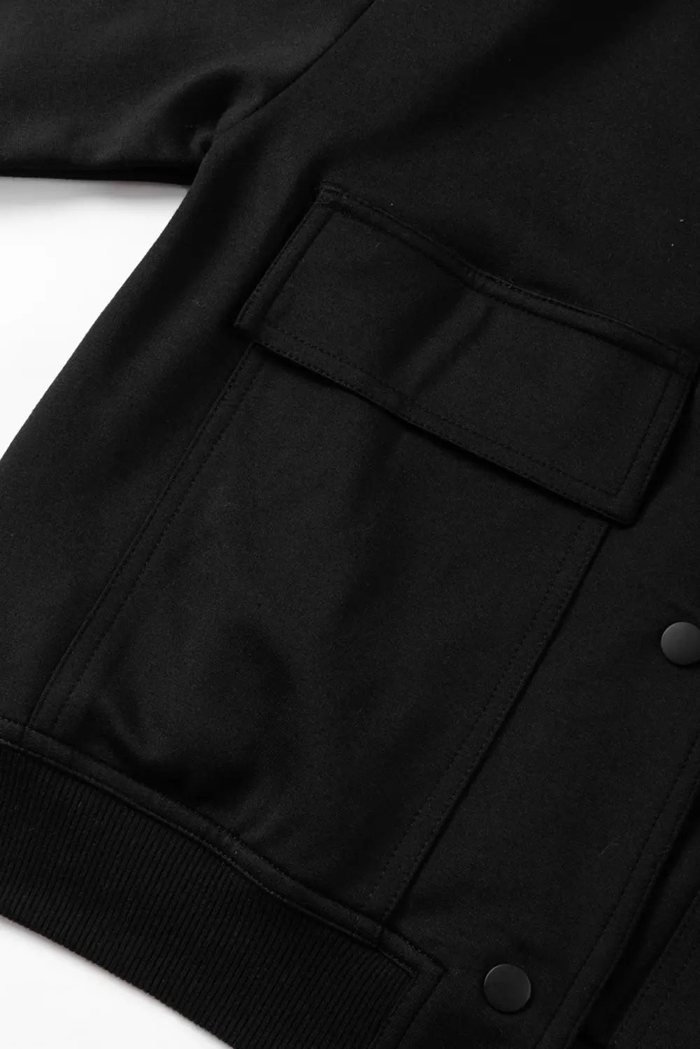Black Big Pockets Baseball Collar Jacket - eAura