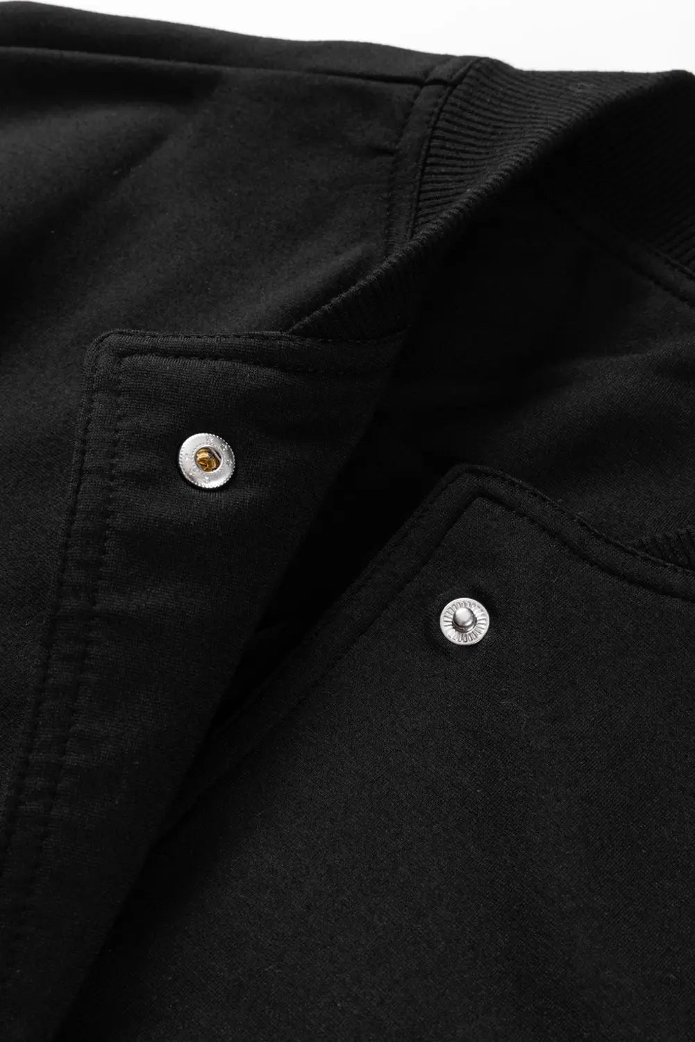 Black Big Pockets Baseball Collar Jacket - eAura