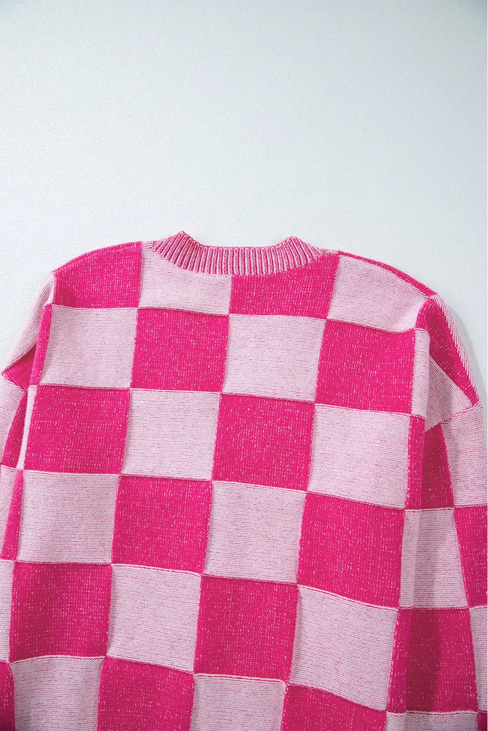 Black Checkered Drop Shoulder Buttoned V Neck Cardigan eAura