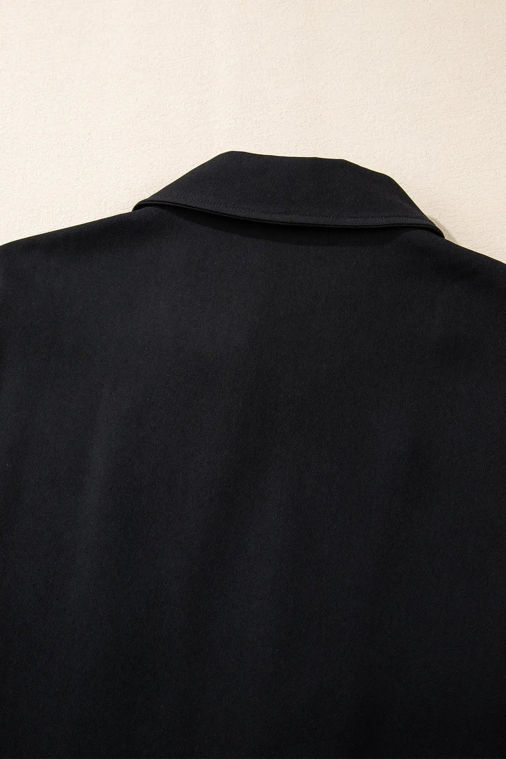 Black Collar Tab Sleeve Zip Up Flap Detail Jacket Beagle Boutique Fashion Outlet