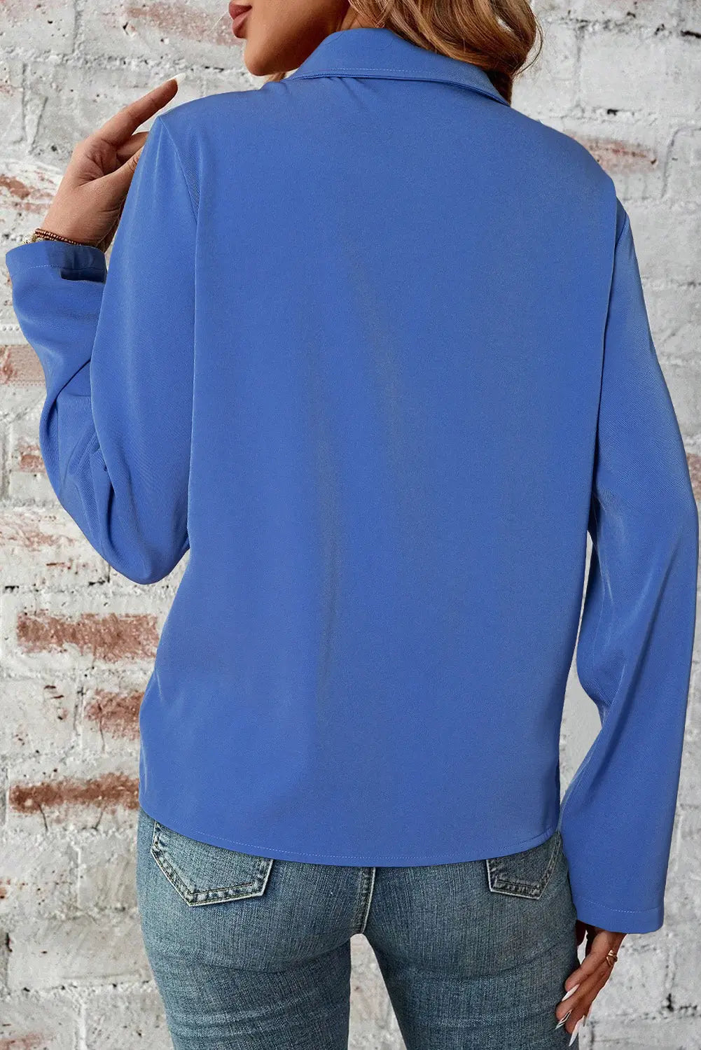 Black Collar Tab Sleeve Zip Up Flap Detail Jacket Beagle Boutique Fashion Outlet