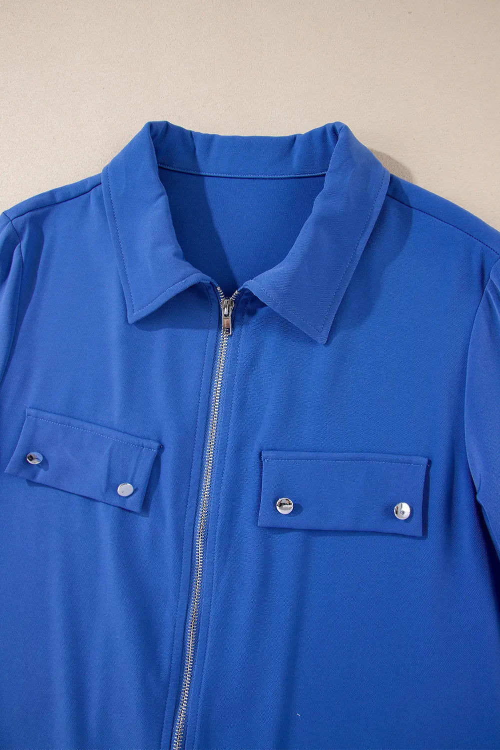 Black Collar Tab Sleeve Zip Up Flap Detail Jacket Beagle Boutique Fashion Outlet