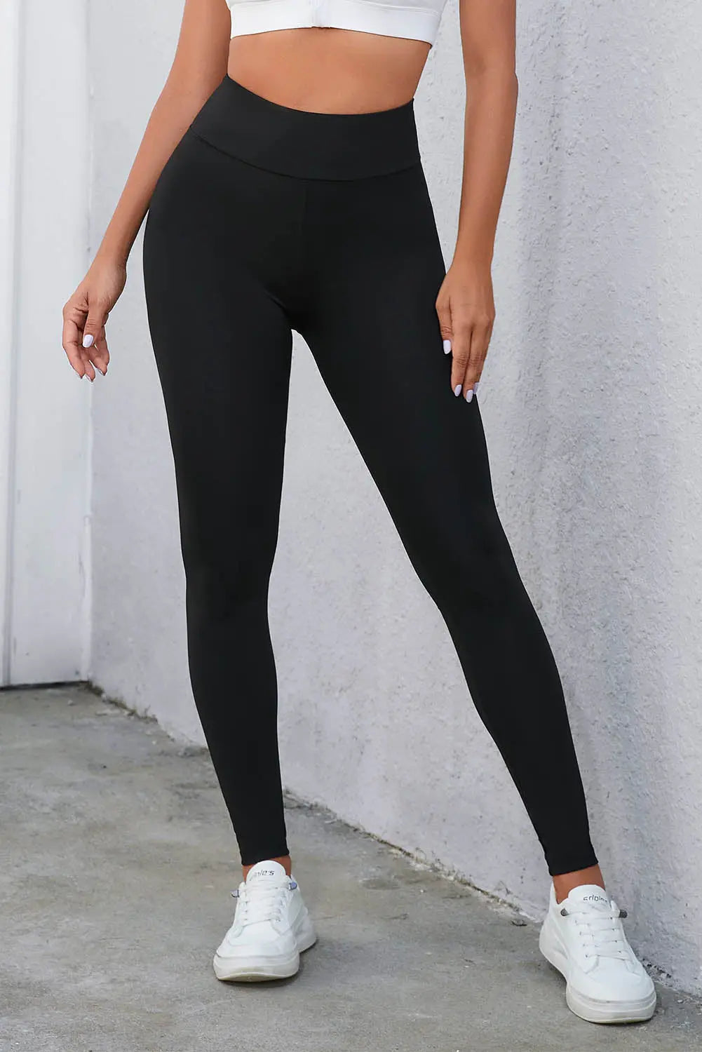 Black Criss Cross Tummy Control High Waist Leggings eAura