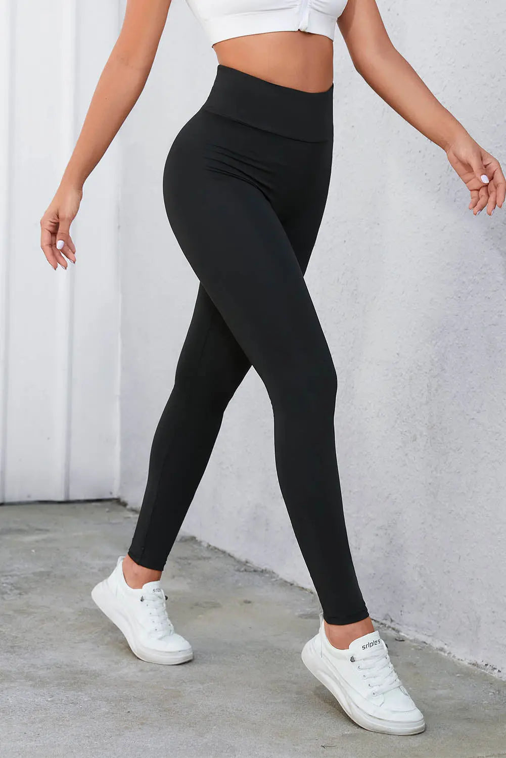 Black Criss Cross Tummy Control High Waist Leggings eAura