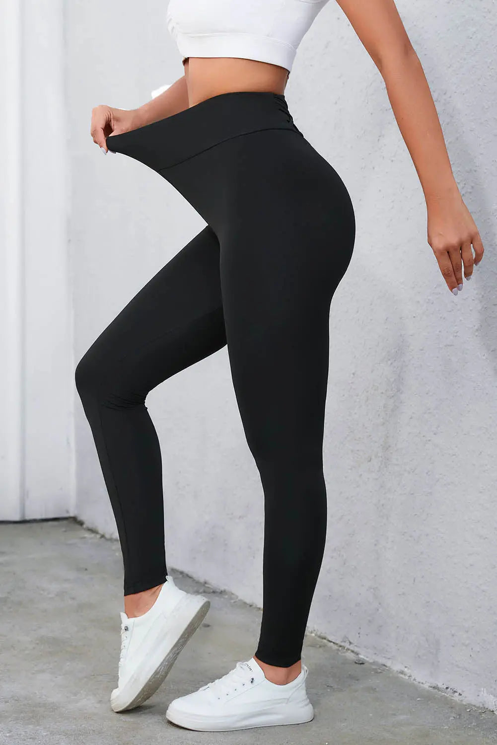 Black Criss Cross Tummy Control High Waist Leggings eAura
