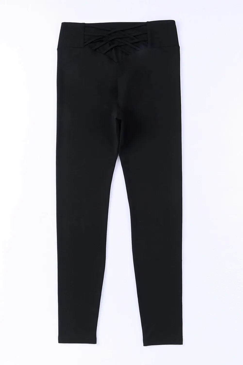 Black Criss Cross Tummy Control High Waist Leggings eAura