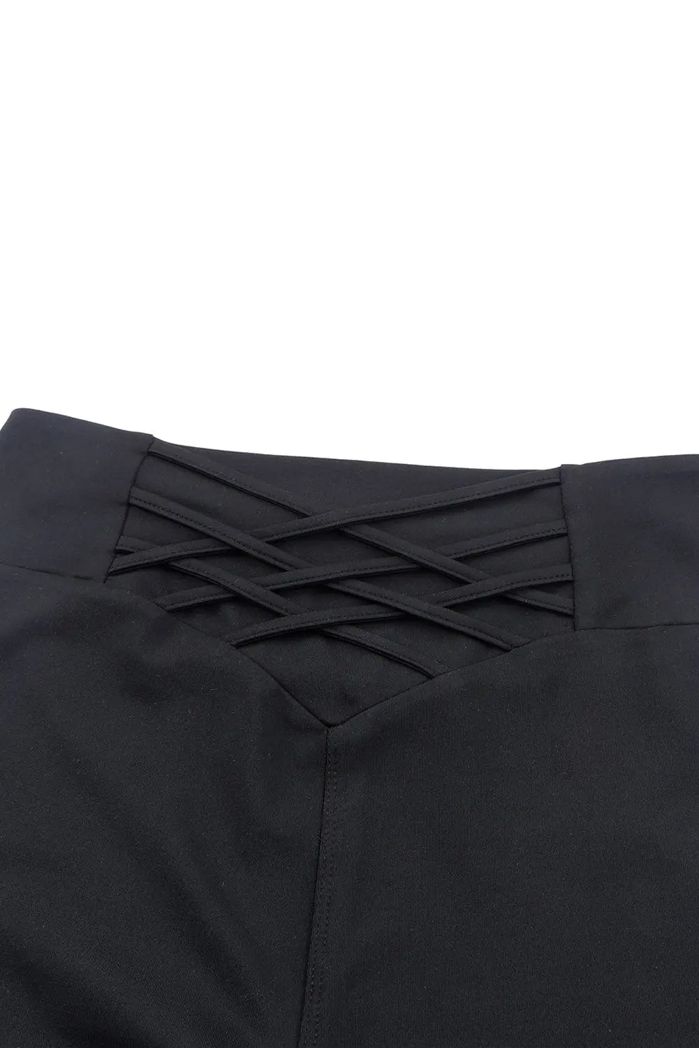 Black Criss Cross Tummy Control High Waist Leggings eAura