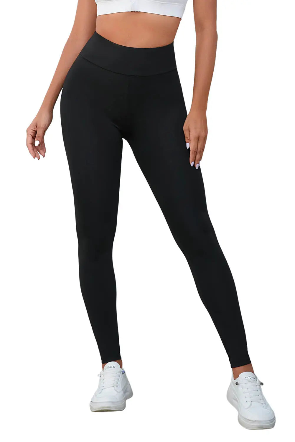 Black Criss Cross Tummy Control High Waist Leggings eAura