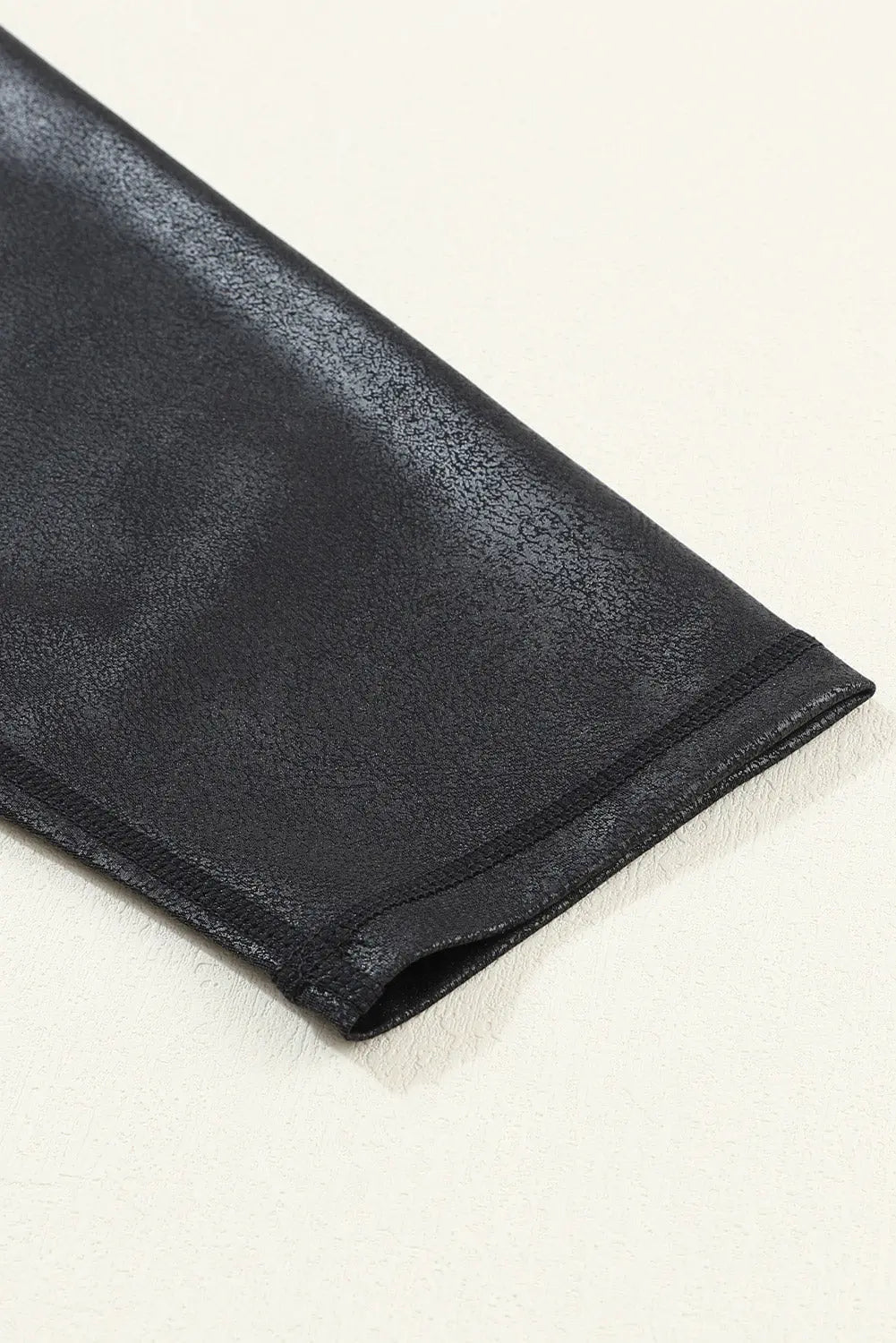 Black Crossed Dip Waist Sleek Leather Leggings eAura