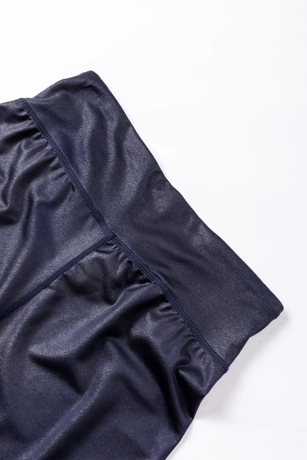 Black Crossed Dip Waist Sleek Leather Leggings eAura