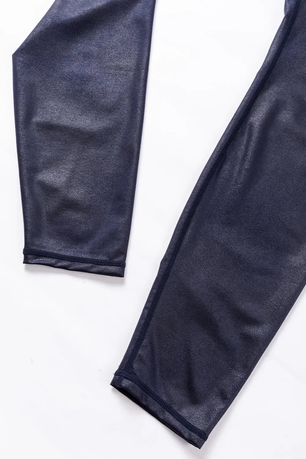 Black Crossed Dip Waist Sleek Leather Leggings eAura
