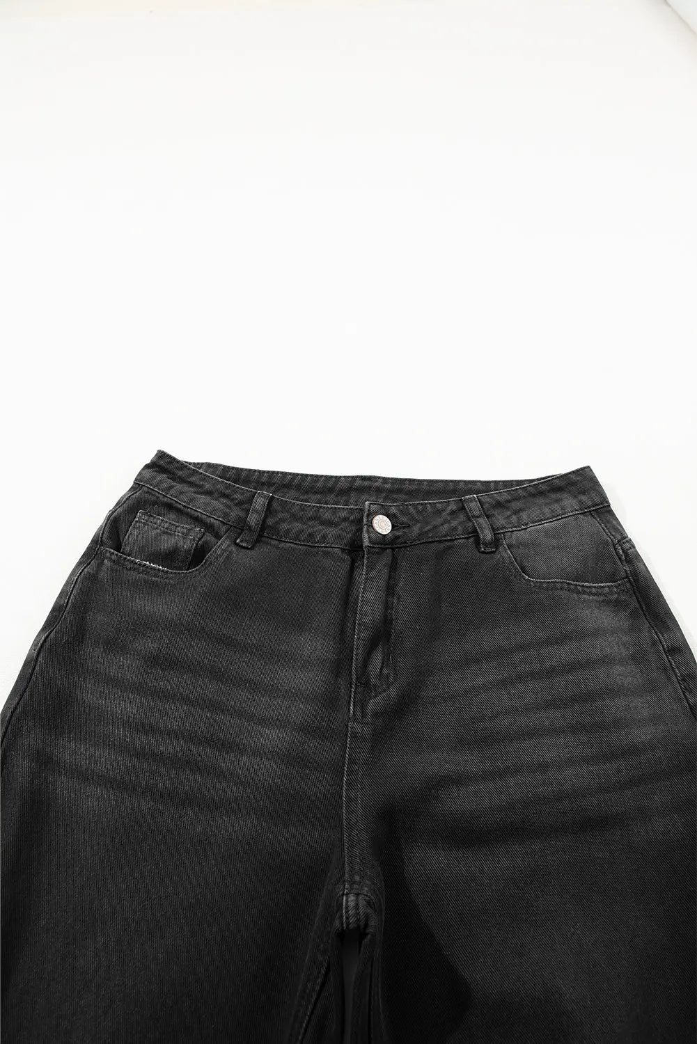 Black Distressed Hollow-out High Waist Cropped Flare Jeans eAura
