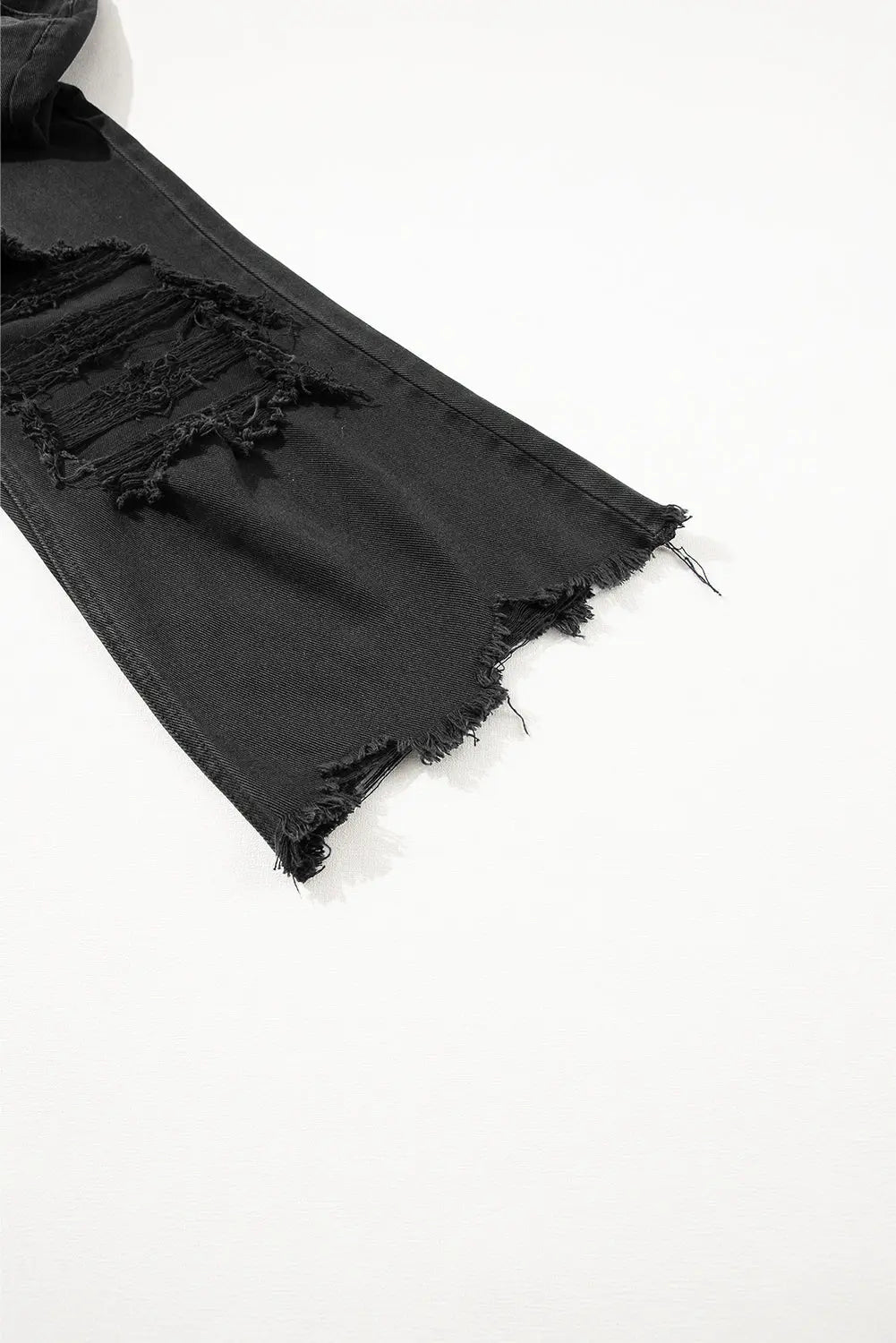 Black Distressed Hollow-out High Waist Cropped Flare Jeans eAura