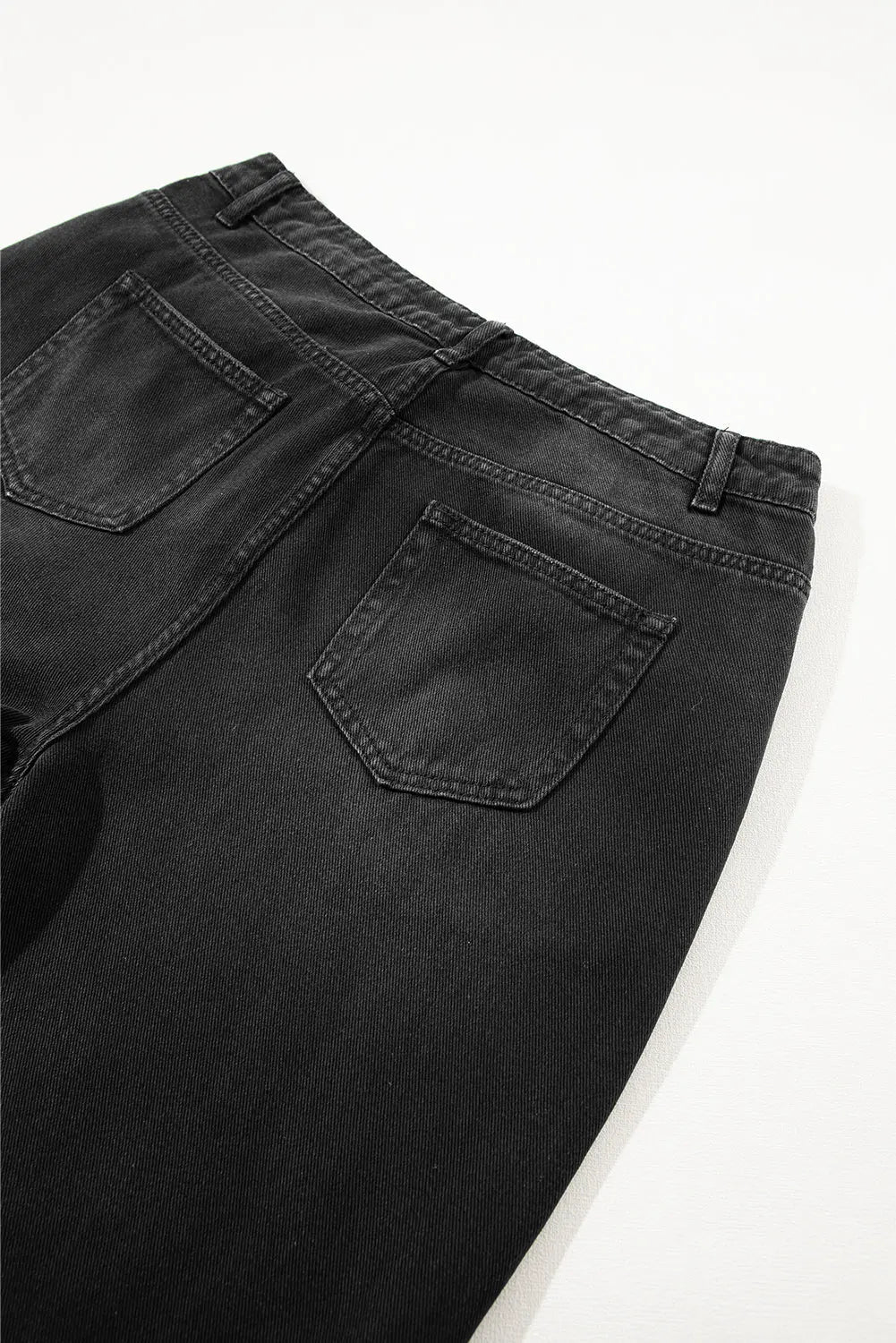 Black Distressed Hollow-out High Waist Cropped Flare Jeans eAura