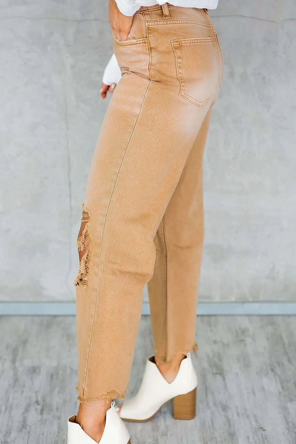 Black Distressed Hollow-out High Waist Cropped Flare Jeans eAura