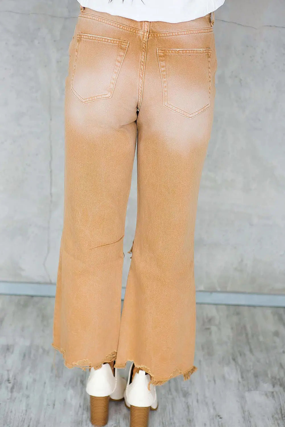 Black Distressed Hollow-out High Waist Cropped Flare Jeans eAura