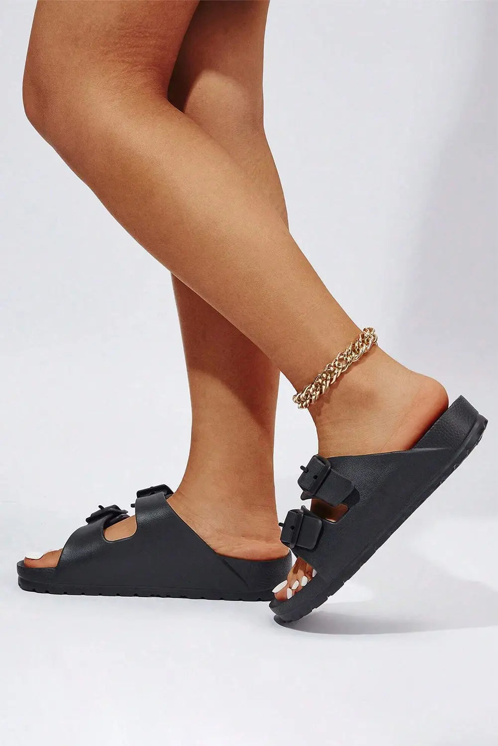 Black Double-buckle EVA Sandals Beagle Boutique Fashion Outlet