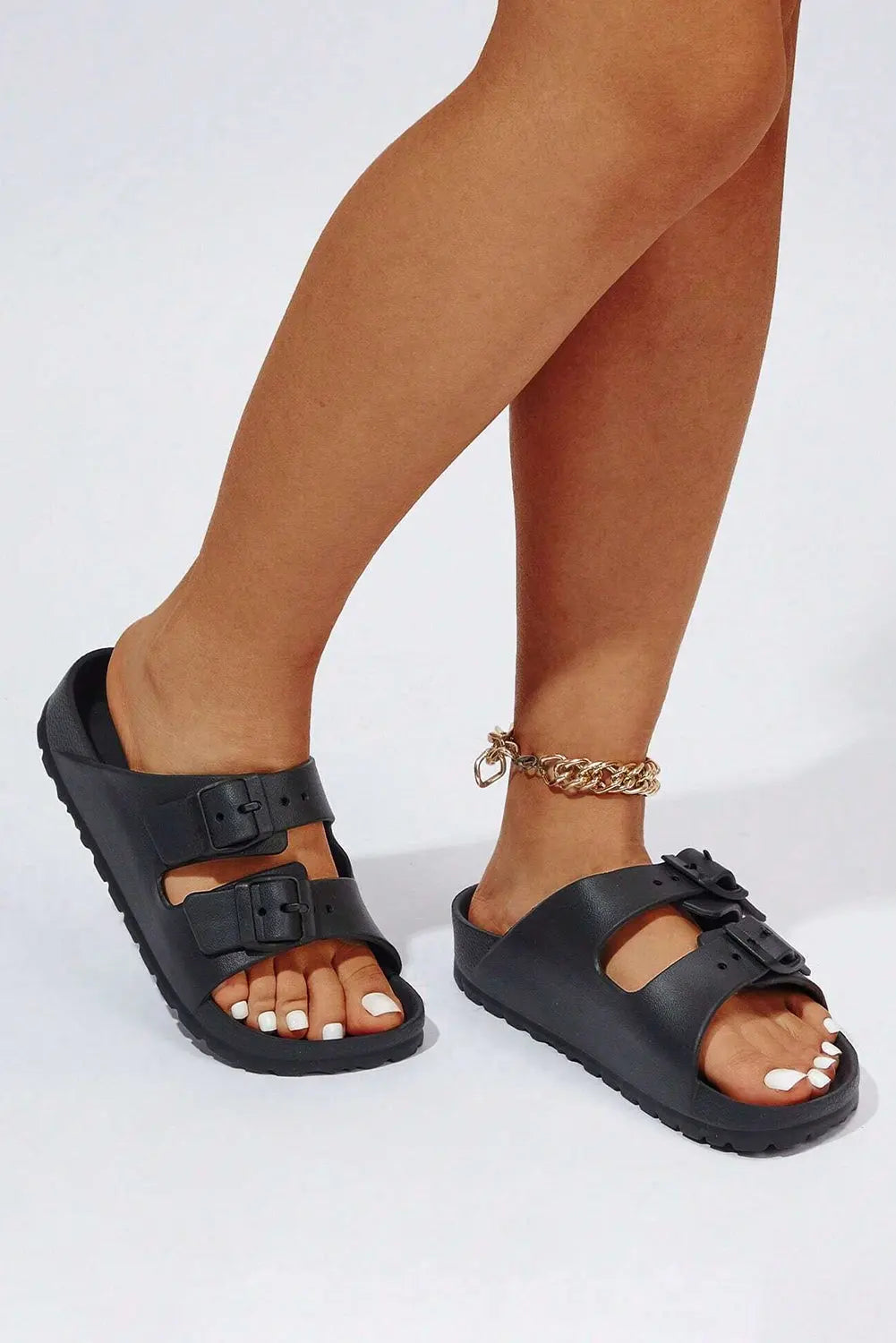 Black Double-buckle EVA Sandals Beagle Boutique Fashion Outlet
