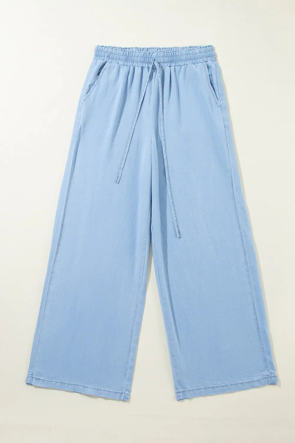 Black Drawstring High Waist Wide Leg Denim Trousers Beagle Boutique Fashion Outlet