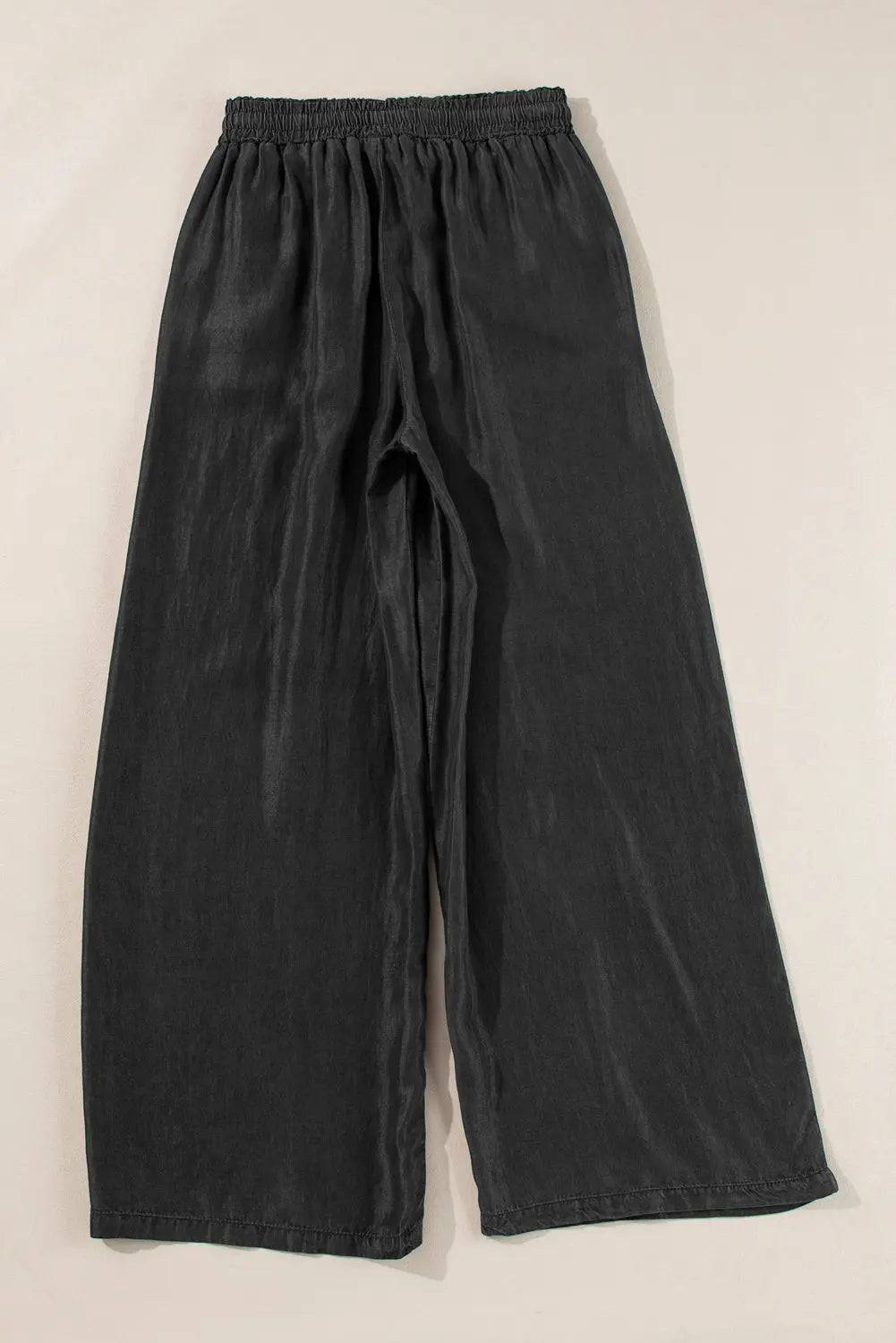 Black Drawstring High Waist Wide Leg Denim Trousers Beagle Boutique Fashion Outlet