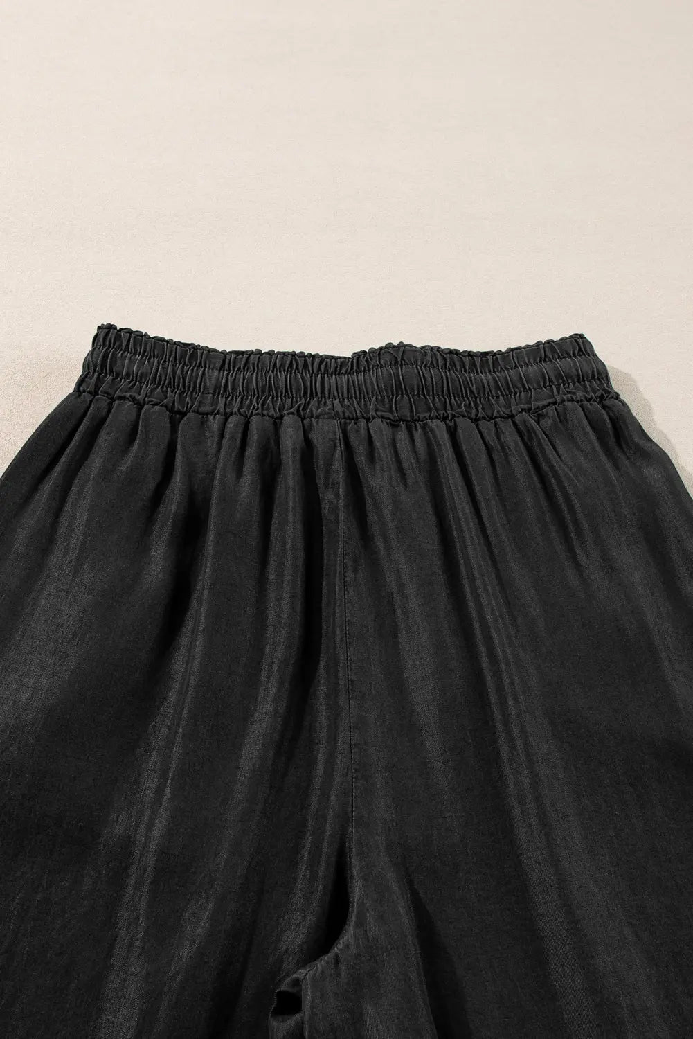 Black Drawstring High Waist Wide Leg Denim Trousers Beagle Boutique Fashion Outlet