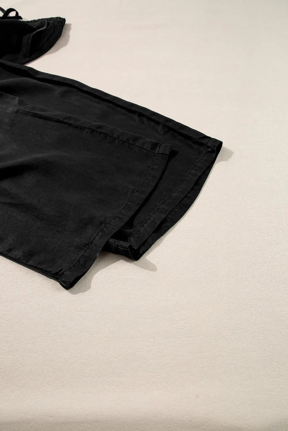 Black Drawstring High Waist Wide Leg Denim Trousers Beagle Boutique Fashion Outlet