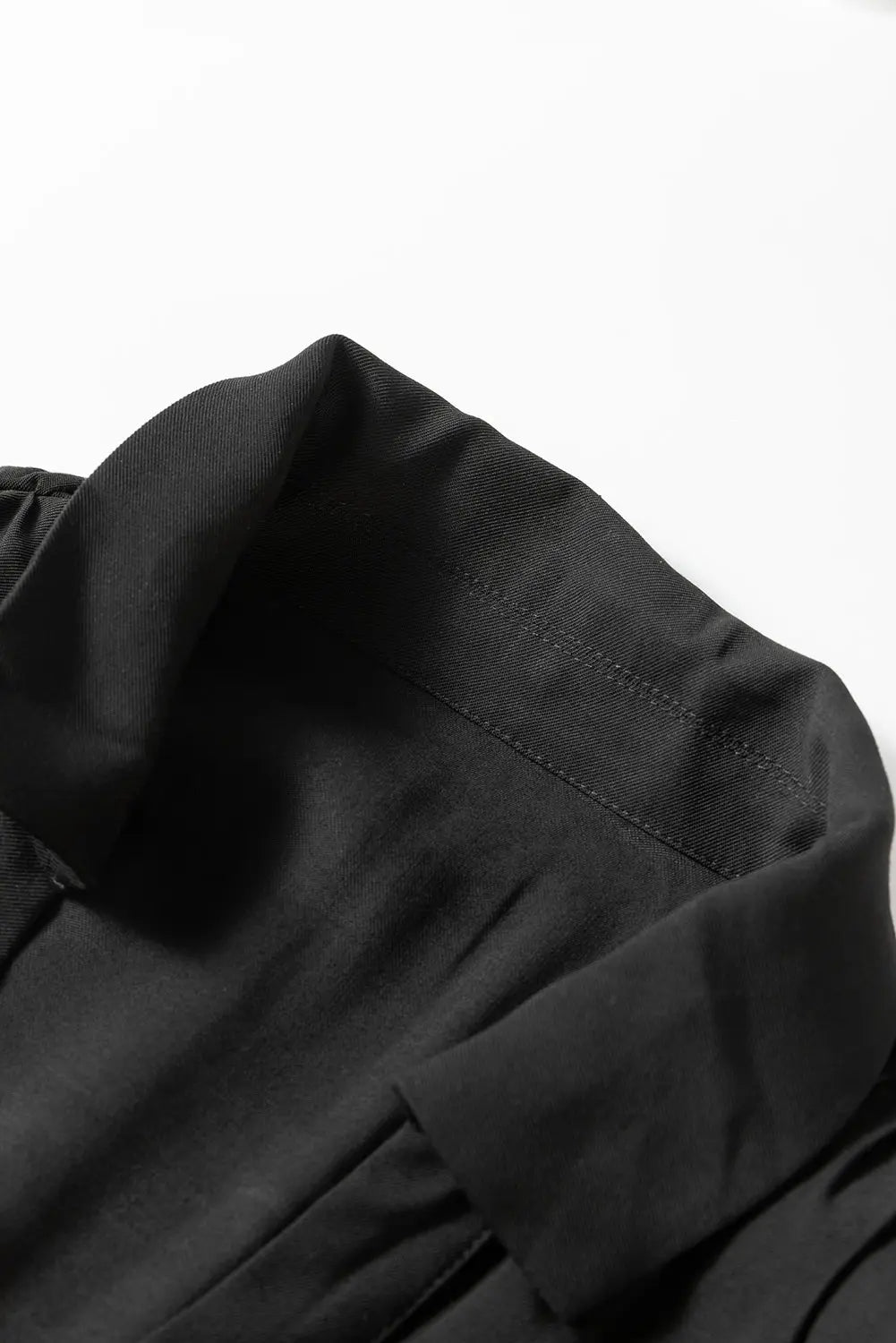 Black Elastic Cinched High Waist Long Sleeve Shirt Mini Dress - eAura