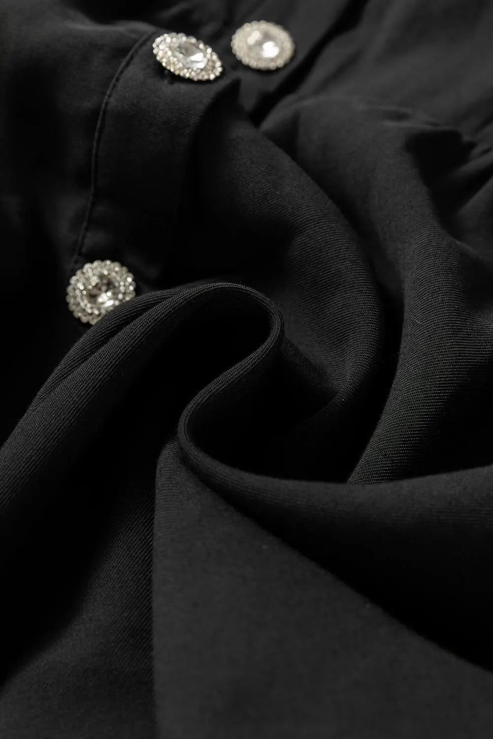 Black Elastic Cinched High Waist Long Sleeve Shirt Mini Dress - eAura