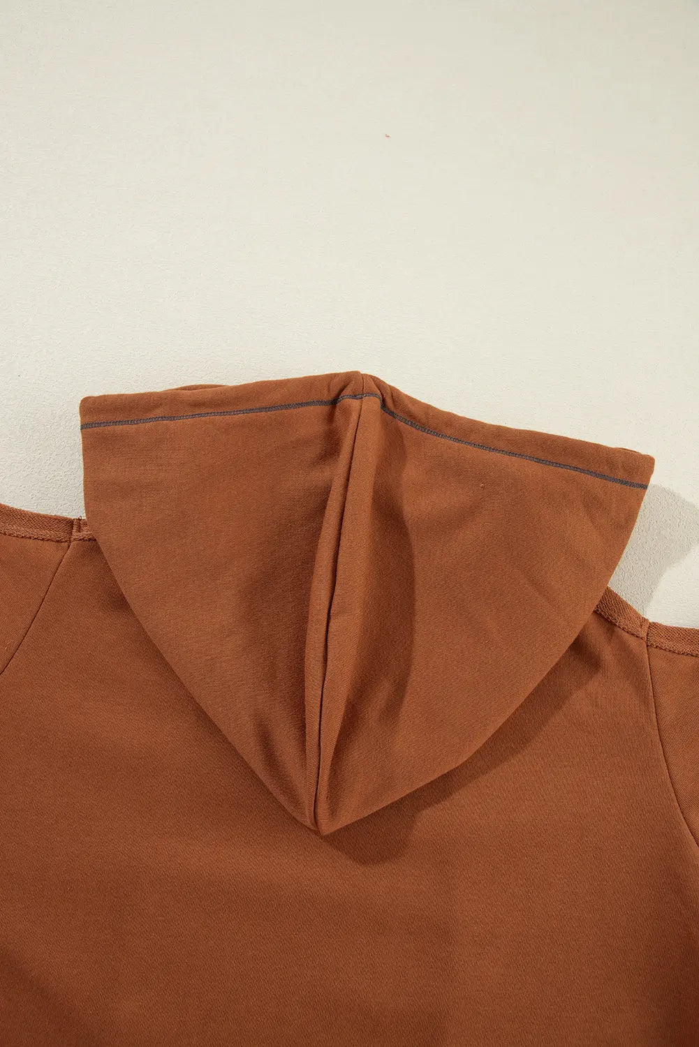 Black Exposed Seam Cold Shoulder Drawstring Hoodie Beagle Boutique Fashion Outlet