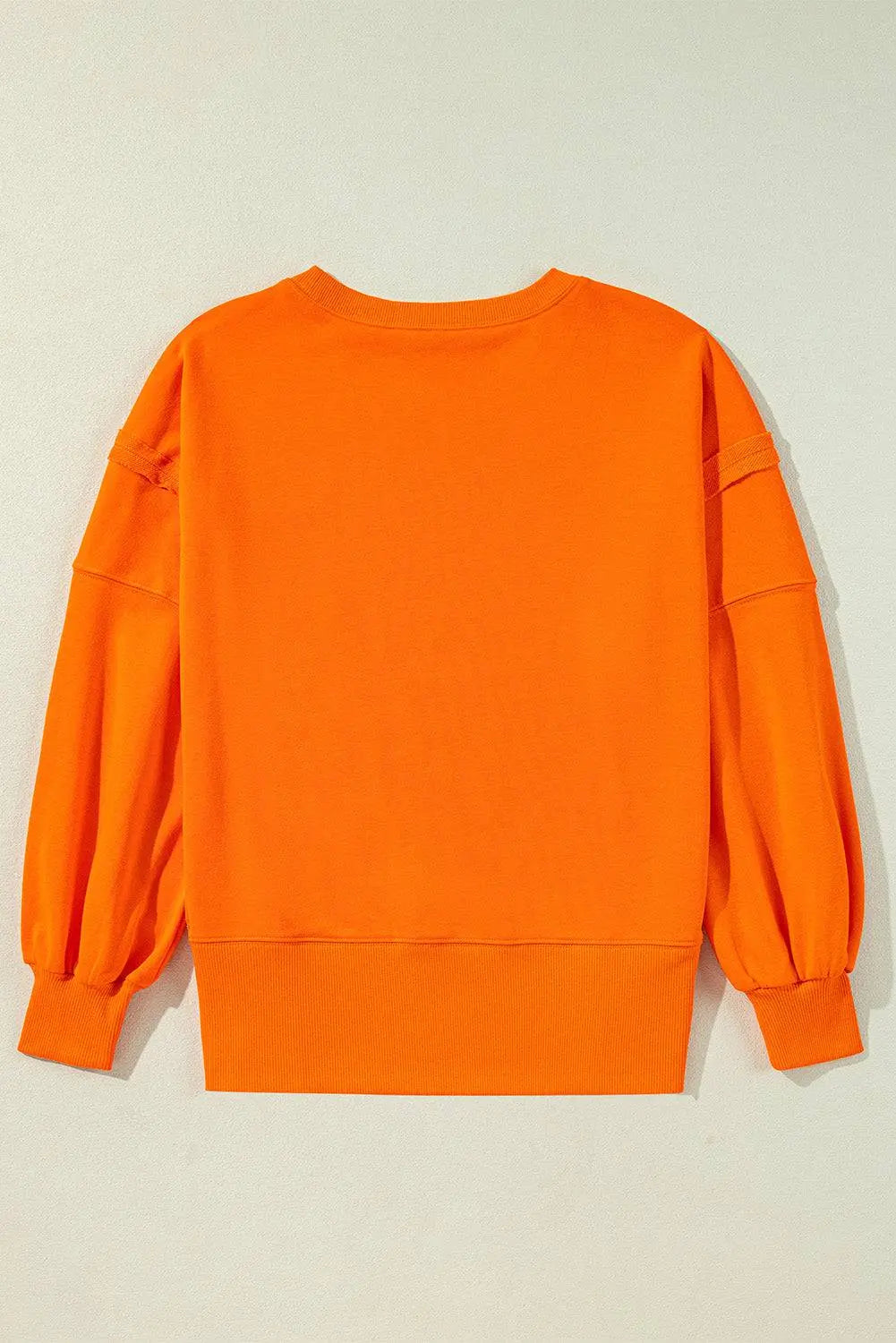 Black Exposed Seam Drop Shoulder Round Neck Sweatshirt with Slits - BB Fashion Outlet