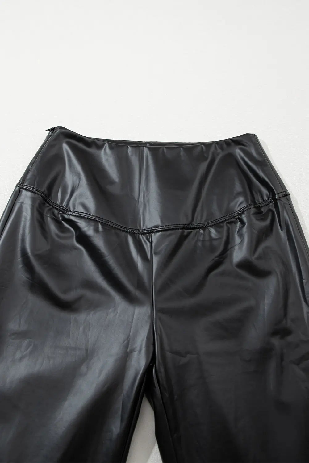 Black Faux Leather Zipped Detail Leggings eAura