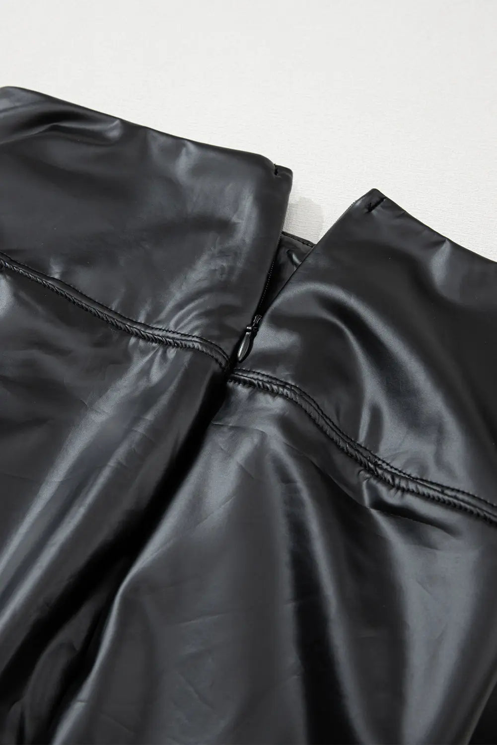 Black Faux Leather Zipped Detail Leggings eAura
