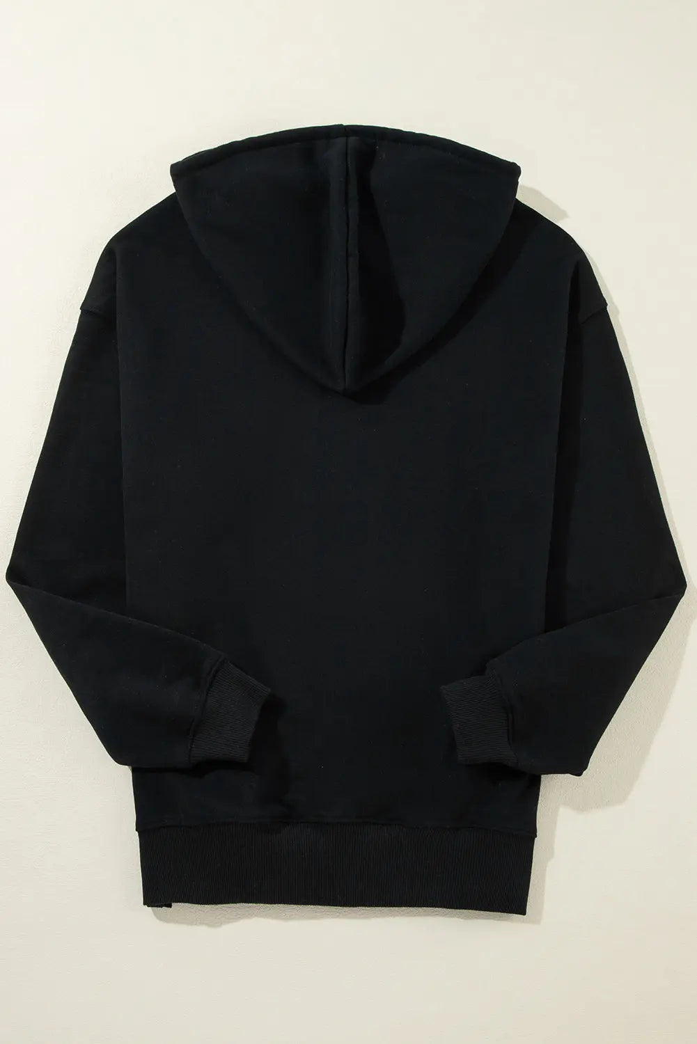 Black Fleece Lined Kangaroo Pocket Drawstring Chunky Hoodie - BB Fashion Outlet