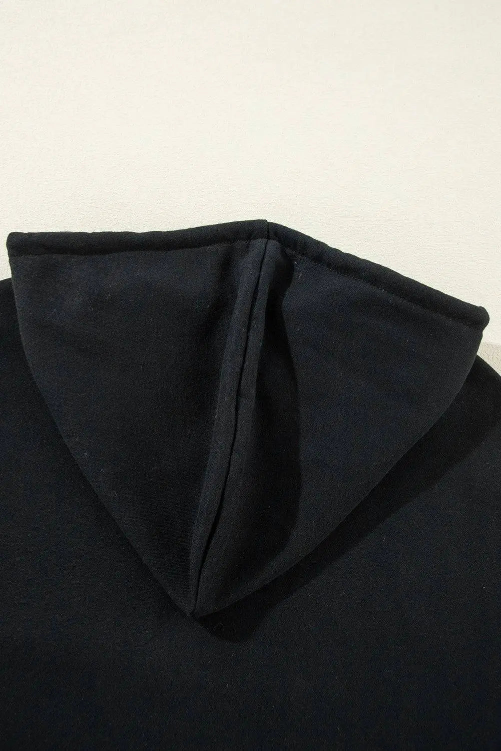 Black Fleece Lined Kangaroo Pocket Drawstring Chunky Hoodie - BB Fashion Outlet