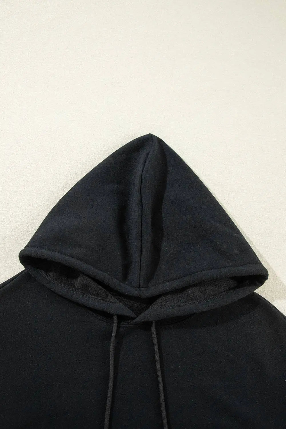 Black Fleece Lined Kangaroo Pocket Drawstring Chunky Hoodie - BB Fashion Outlet