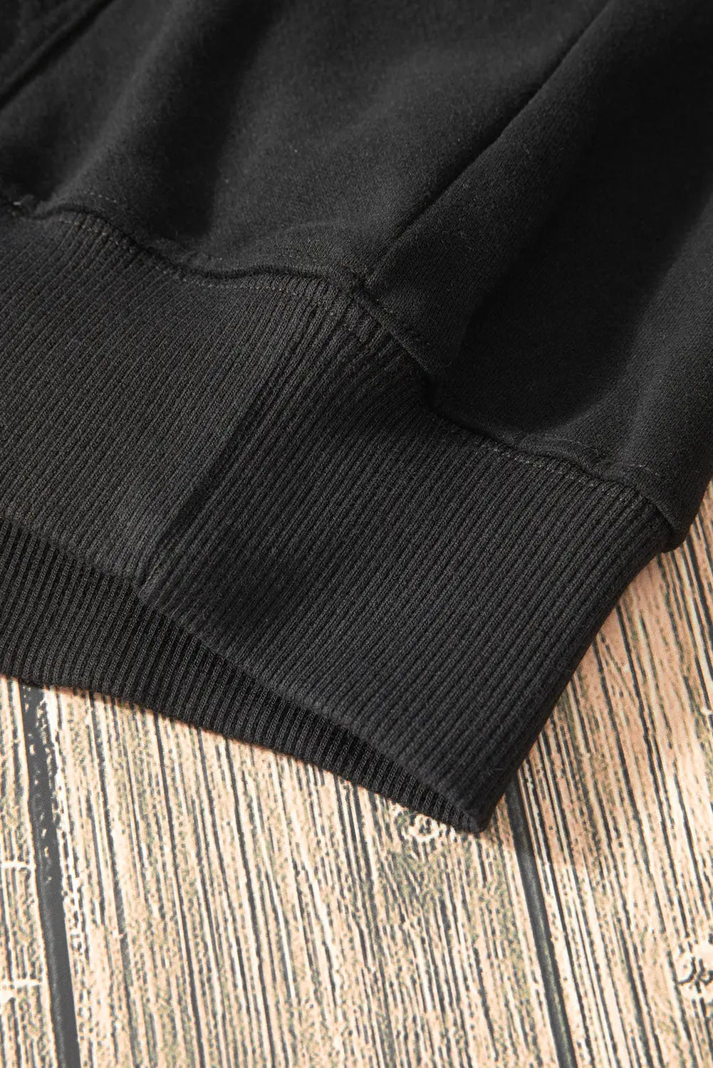 Black Fleece Lined Kangaroo Pocket Drawstring Chunky Hoodie - BB Fashion Outlet