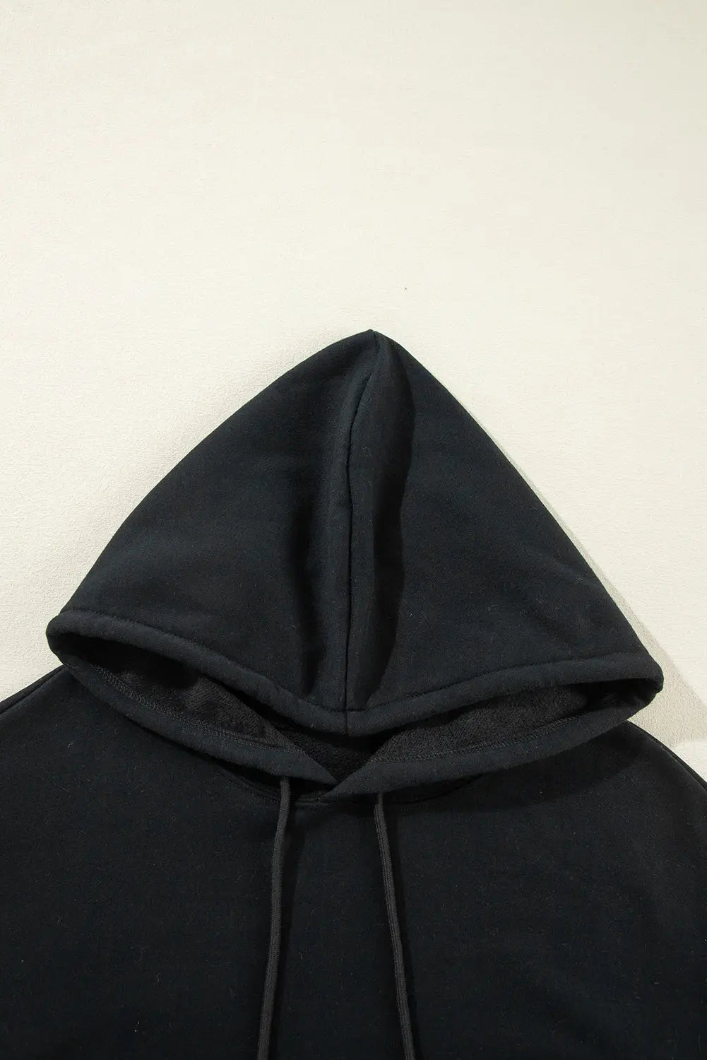 Black Fleece Lined Kangaroo Pocket Drawstring Chunky Hoodie - BB Fashion Outlet