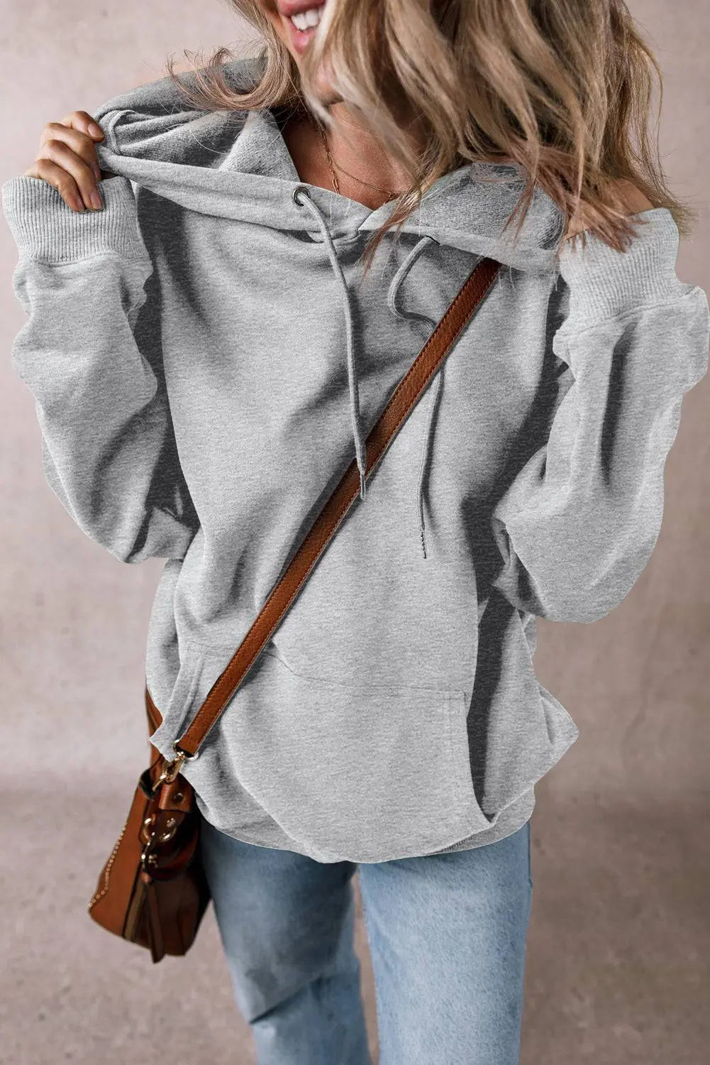 Black Fleece Lined Kangaroo Pocket Drawstring Chunky Hoodie - BB Fashion Outlet