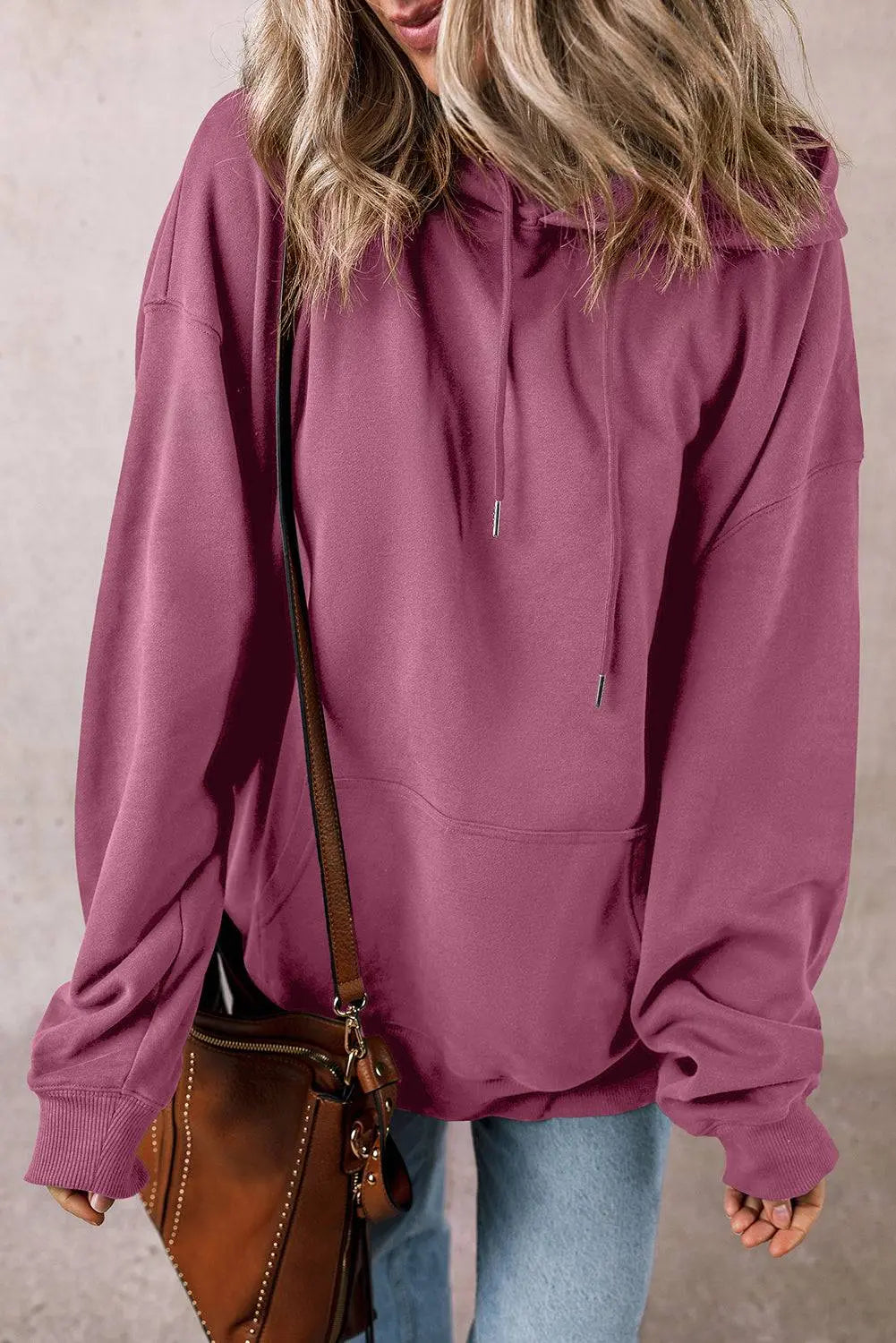Black Fleece Lined Kangaroo Pocket Drawstring Chunky Hoodie - BB Fashion Outlet