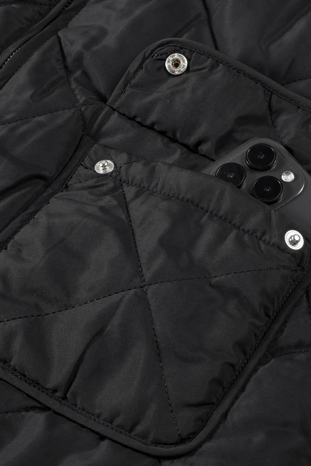 Black Fleece Lined Quilted Zip up Gilet eAura