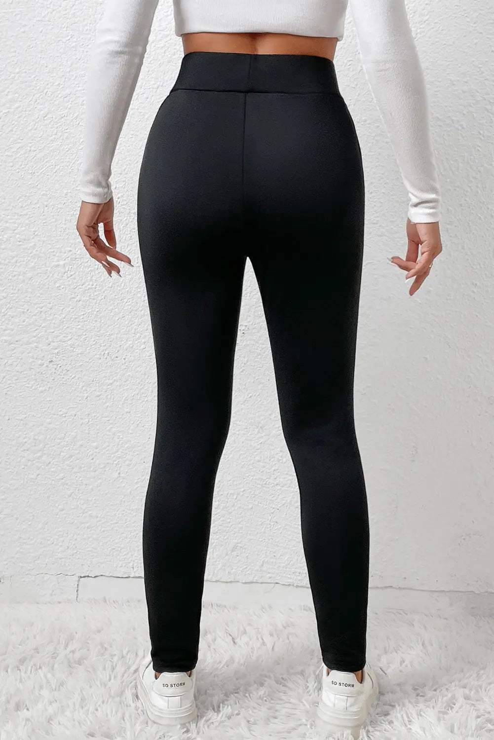 Black Fleece Lining Winter High Waist Leggings eAura